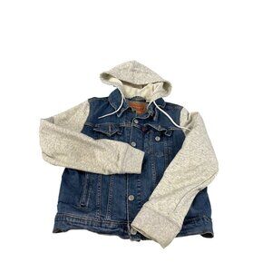 Levis Strauss Trucker womans Denim Jacket With Gray Hoodie SIze L SKU 9234